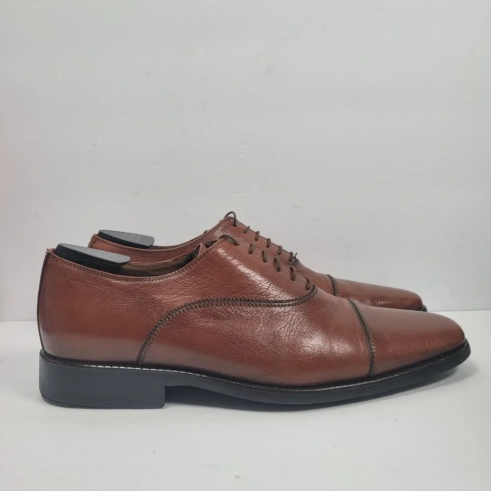 Michael Toschi Men's Brown Leather Oxford Dress Shoes US Size 9.5 - Picture 1 of 8